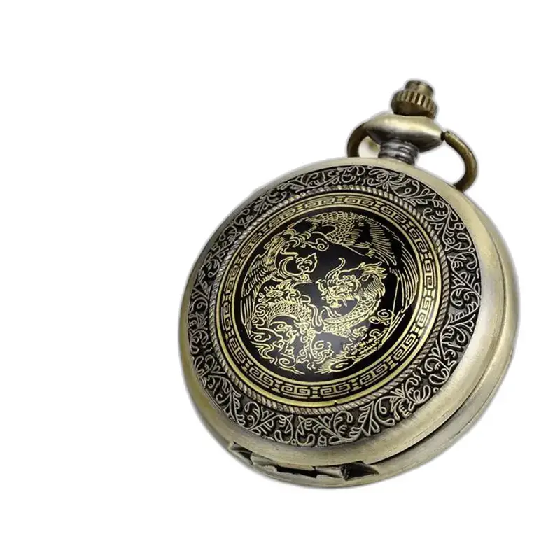 Orologio da tasca con collana in bronzo vintage My Chinese World