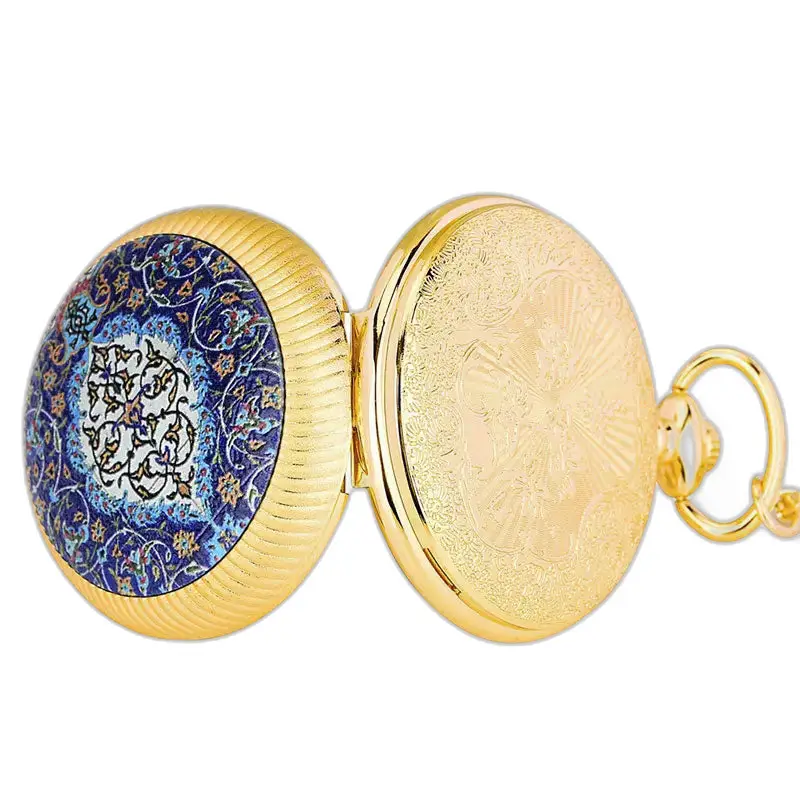 Orologio da tasca di lusso con collana in oro smeraldo