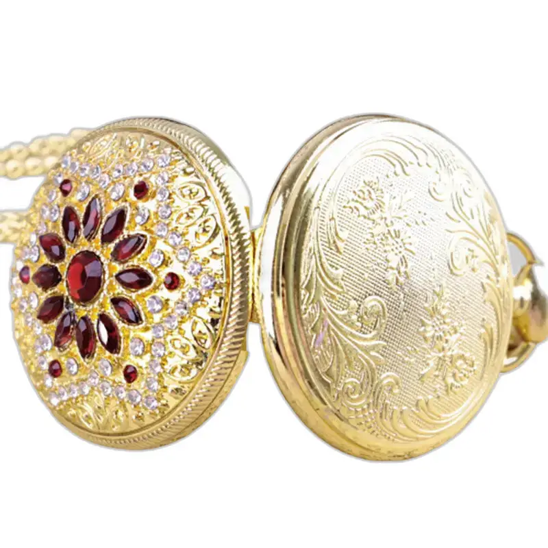 Orologio Da Tasca Collana In Oro Con Pietre Di Rubino Di Lusso