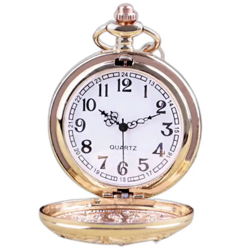 Elegante orologio da tasca con collana in pietra blu