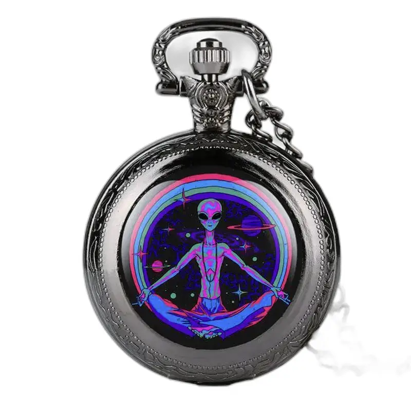 Orologio da tasca con collana aliena psichedelica - Argento