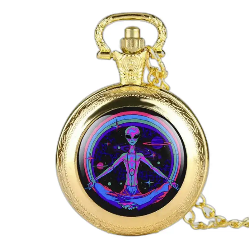 Orologio da tasca con collana aliena psichedelica - Bronzo
