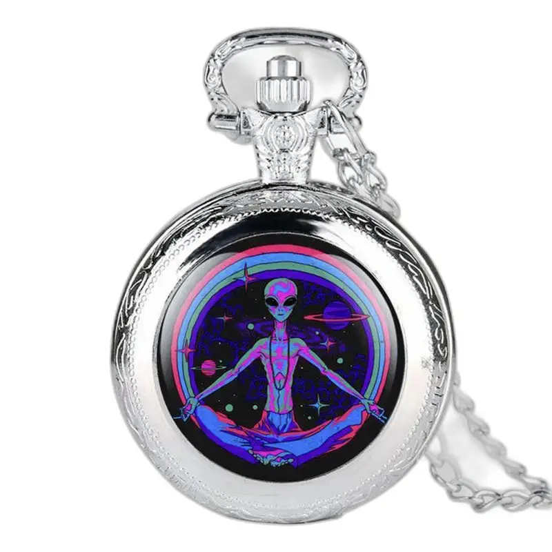 Orologio da tasca con collana aliena psichedelica - nero