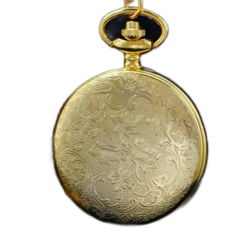 Orologio da taschino con collana al quarzo dorato da donna