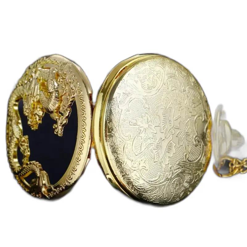 Orologio da taschino con collana al quarzo dorato da donna