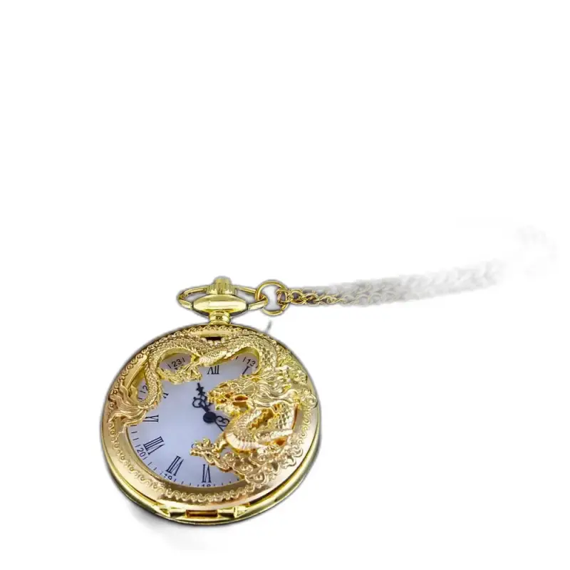Orologio da taschino con collana al quarzo dorato da donna