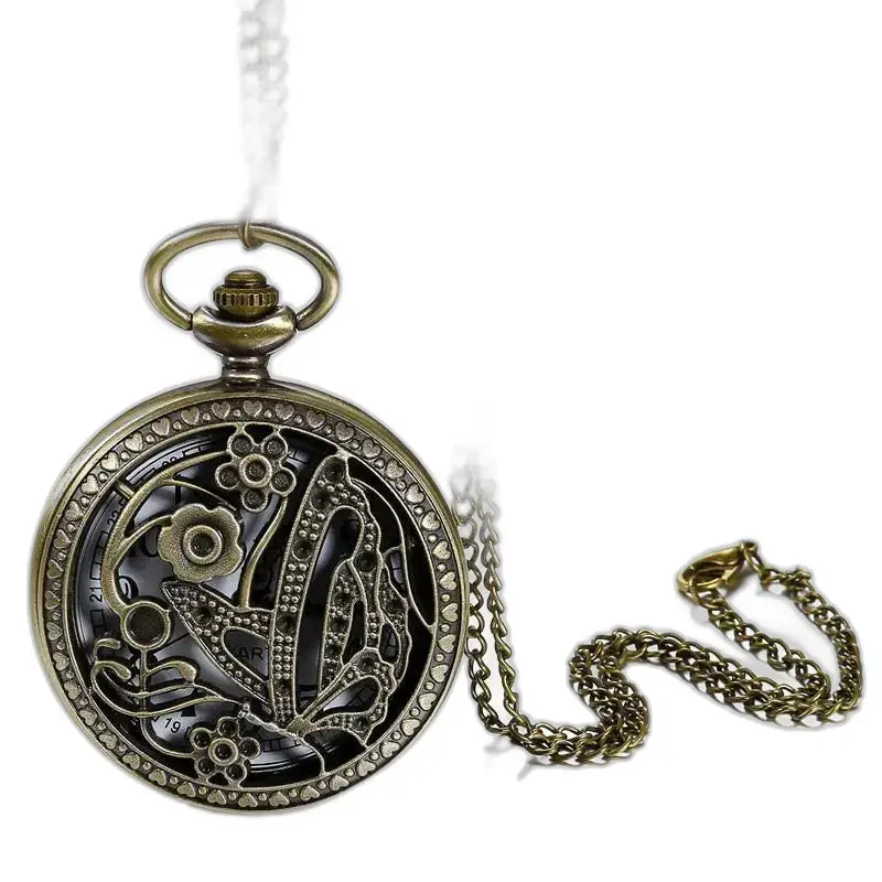 Collana con orologio da tasca Retro Chic in bronzo