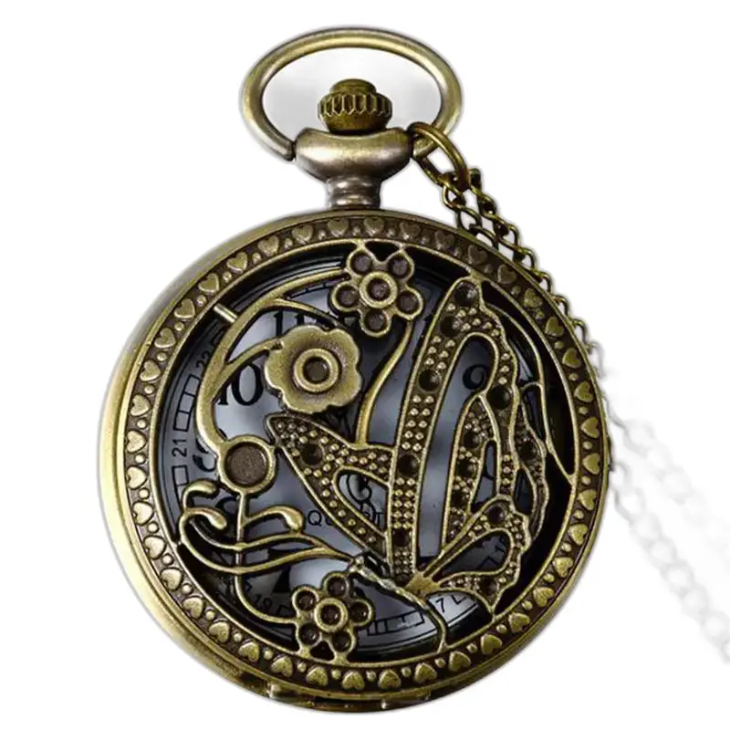 Collana con orologio da tasca Retro Chic in bronzo