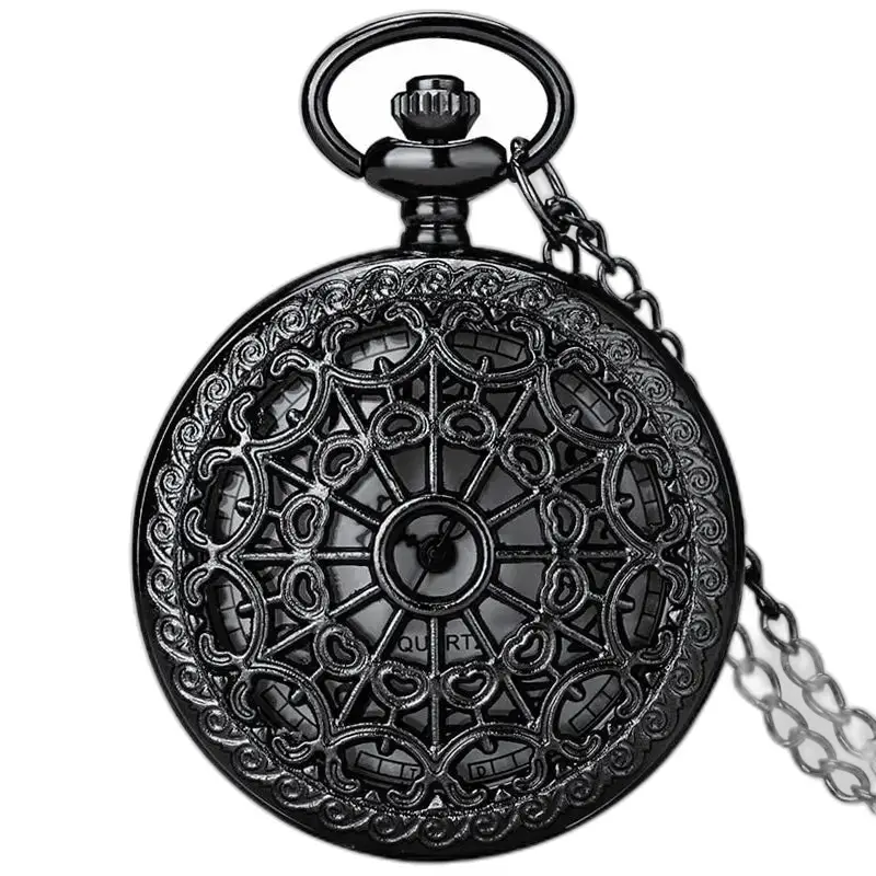 Collana Per Orologio Da Tasca Con Fiore Di Ragno In Bronzo Nero