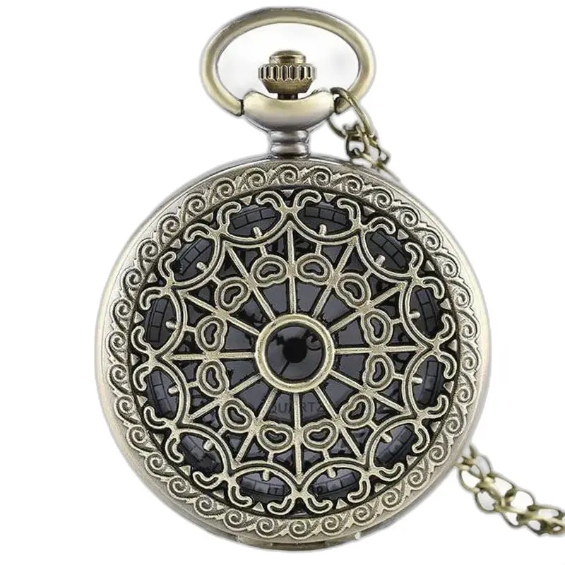 Collana Per Orologio Da Tasca Con Fiore Di Ragno In Bronzo Nero