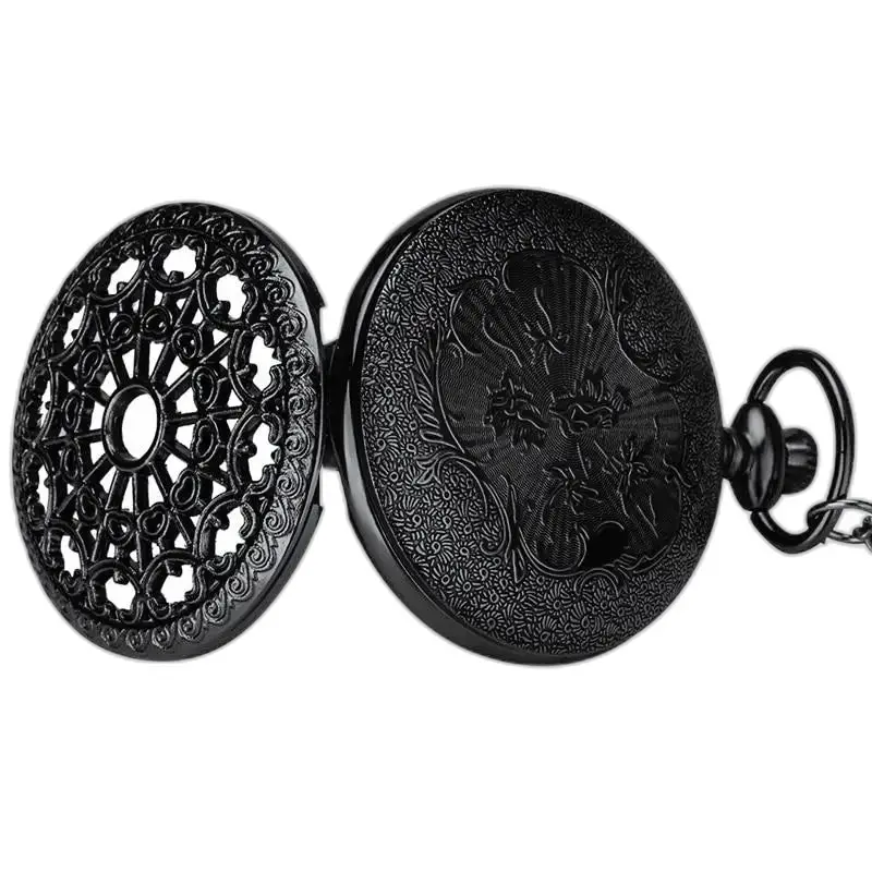 Collana Per Orologio Da Tasca Con Fiore Di Ragno In Bronzo Nero