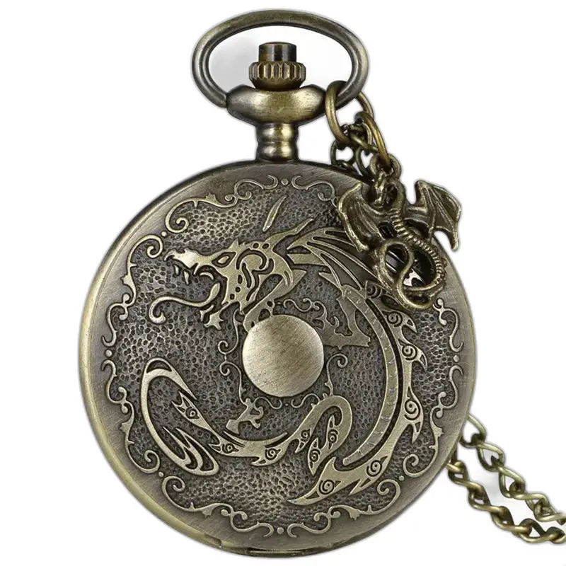 Orologio da tasca con collana in stile fantasia in bronzo