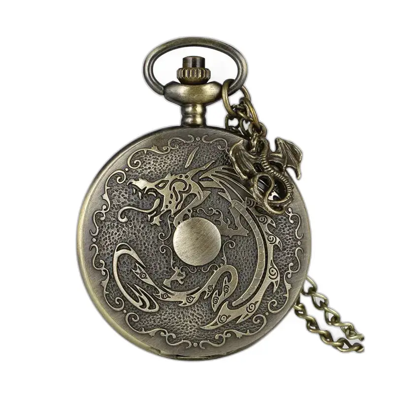 Orologio da tasca con collana in stile fantasia in bronzo
