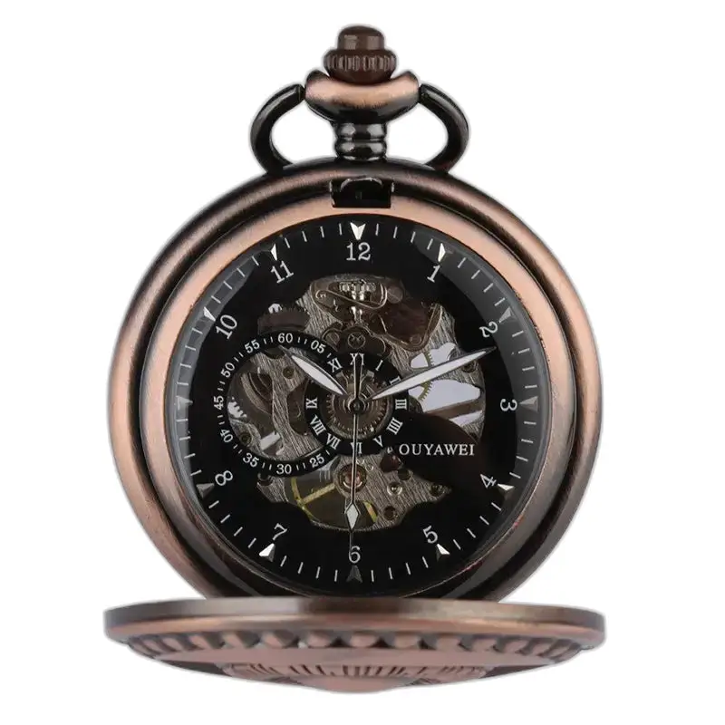 Splendido orologio da tasca in rame con un elegante quadrante in bronzo