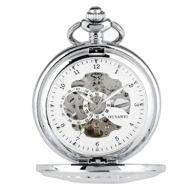 Splendido orologio da tasca in rame con cassa in argento, stile vintage chic
