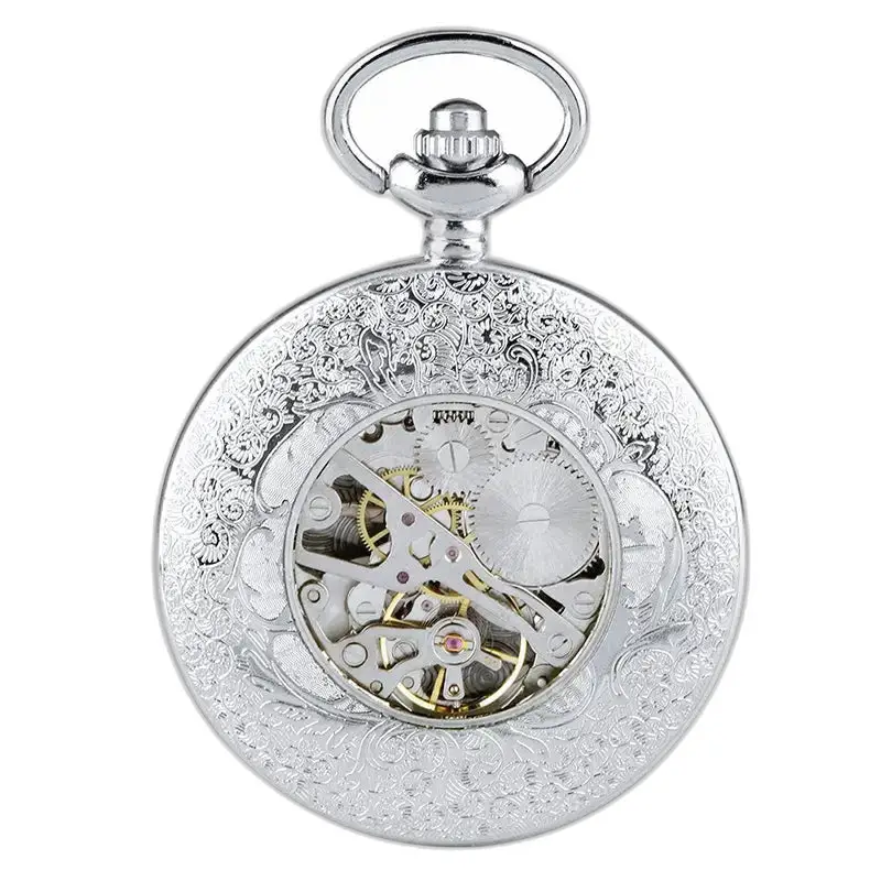 Splendido orologio da tasca in rame con un elegante quadrante scheletrato argentato