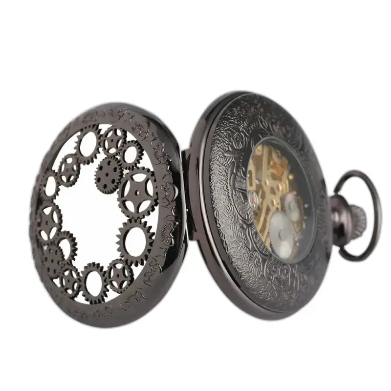 Orologio da tasca Dark Machine Illusion con meccanismo a vista e design elegante