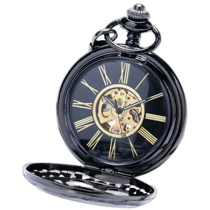Orologio da tasca Chic Demi Chasseur Mechanical con movimento meccanico nero