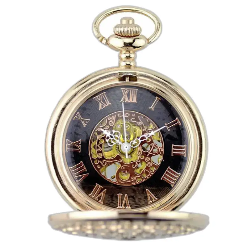 Orologio da tasca Demi Chasseur in oro rosa con numeri romani e movimento meccanico