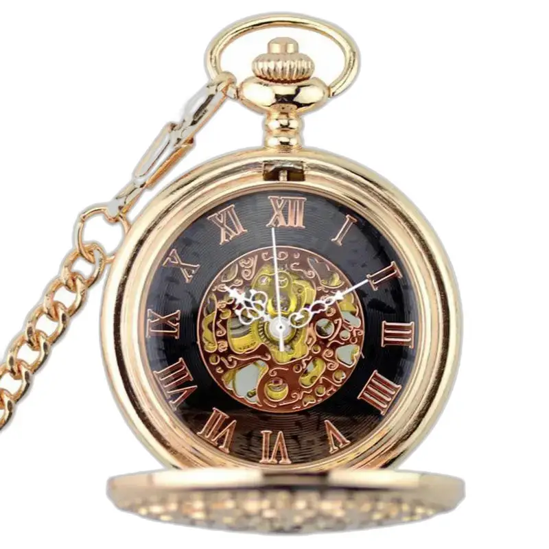 Orologio da tasca Demi Chasseur in oro rosa con numeri romani e movimento meccanico