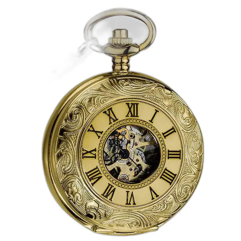 Orologio da tasca Demi Chasseur Vigoroso in oro decorato e meccanismo delicato