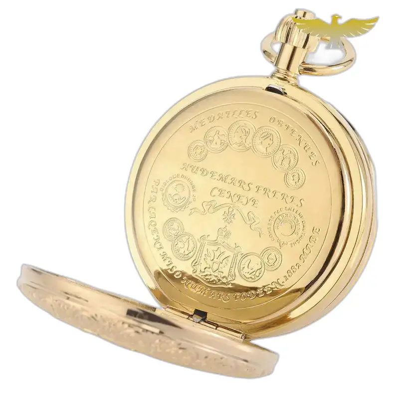 Orologio da tasca Golden Luxe Double Chasseur, elegante portaorologio in oro