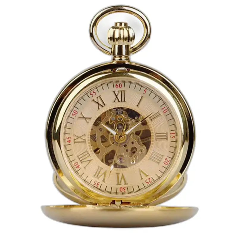 Orologio da tasca da donna da uomo di lusso Double Chasseur in oro, elegante e classico