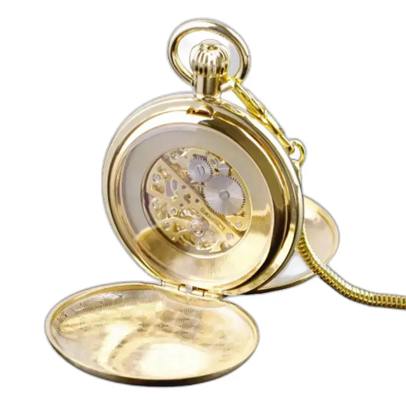 Orologio da tasca da uomo e donna di lusso Double Chasseur con un elegante quadrante dorato