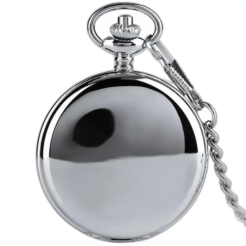 Orologio da tasca moderno ed elegante con doppia patta in argento con catena lucida
