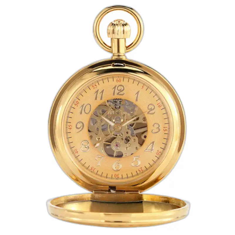 Orologio da tasca di lusso in oro con doppio risvolto con elegante cassa in oro