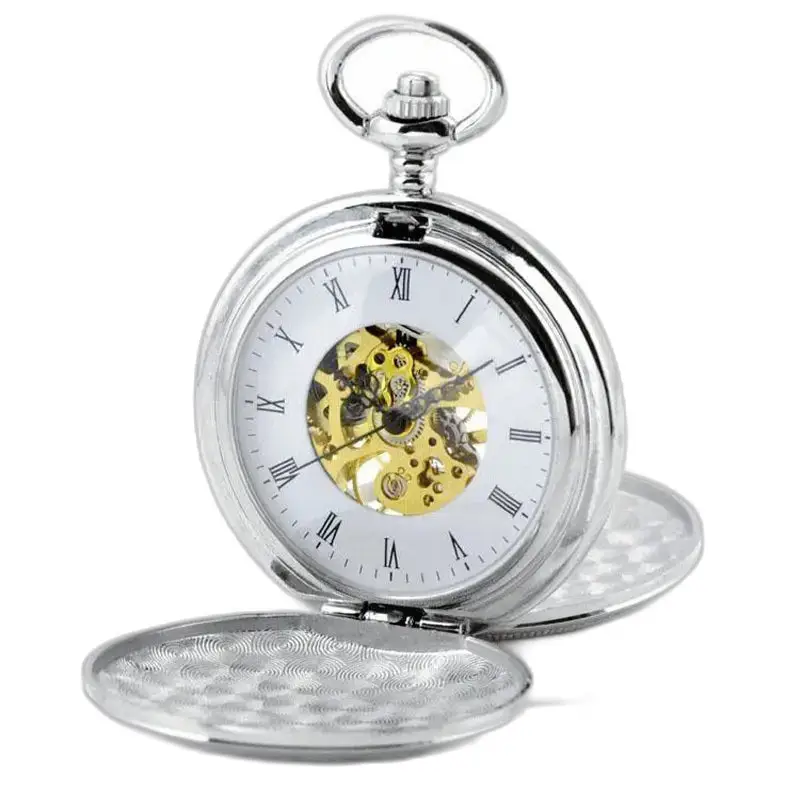 Orologio da tasca meccanico Chic Double Clapper in argento, elegante e preciso
