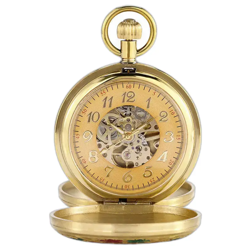 Orologio da tasca Gold Luxe da donna a doppio risvolto con un bellissimo quadrante dorato