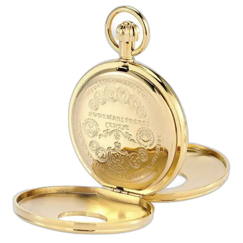 Orologio da tasca automatico di lusso doppio Demi Hunter con cassa in oro aperta