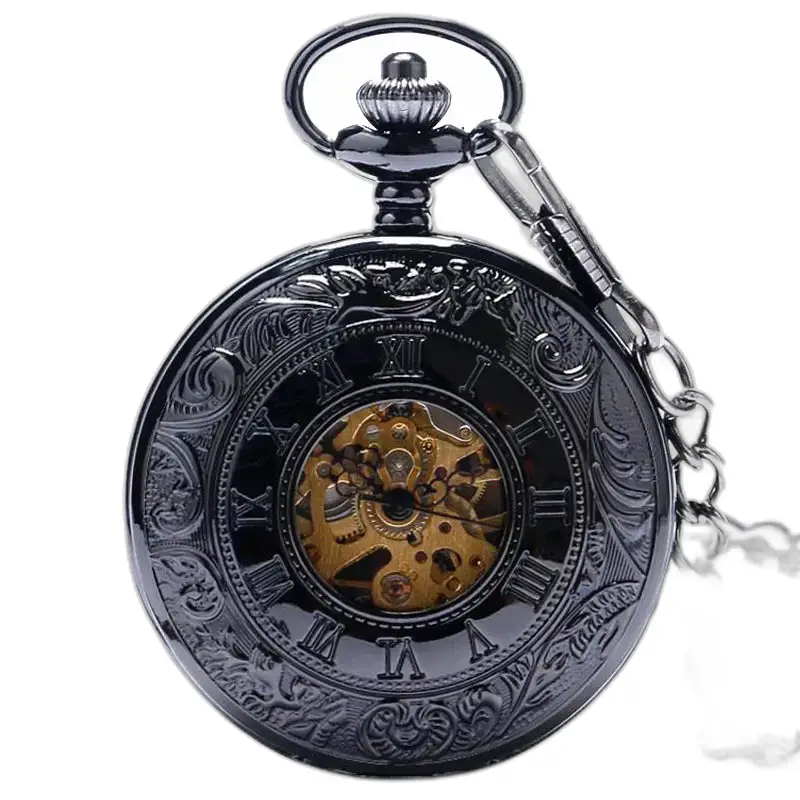 Orologio da tasca Double Demi Chasseur Black con un elegante quadrante nero
