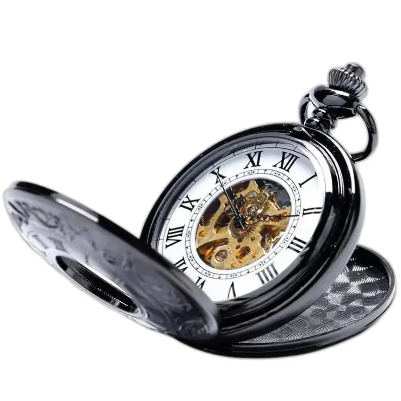 Orologio da tasca Black Double Demi Hunter con un elegante quadrante nero