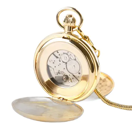 Orologio da tasca con doppia complicazione di lusso con meccanismo in oro a vista