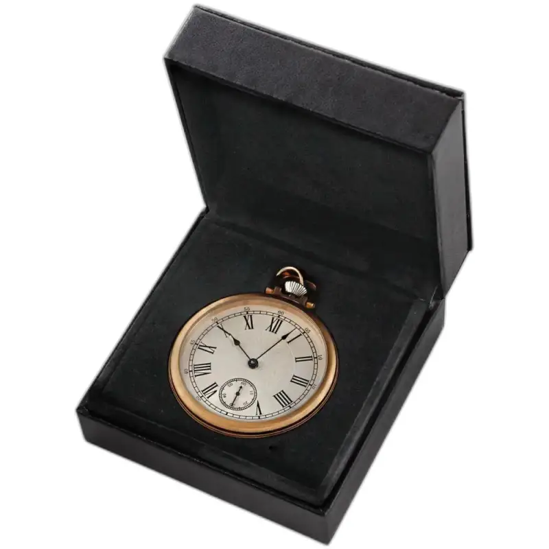 Elegante orologio da tasca a specchio dorato in elegante scatola nera