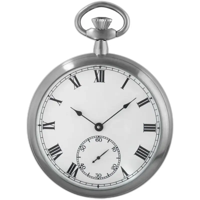Elegante orologio da tasca Mirror in argento con numeri romani