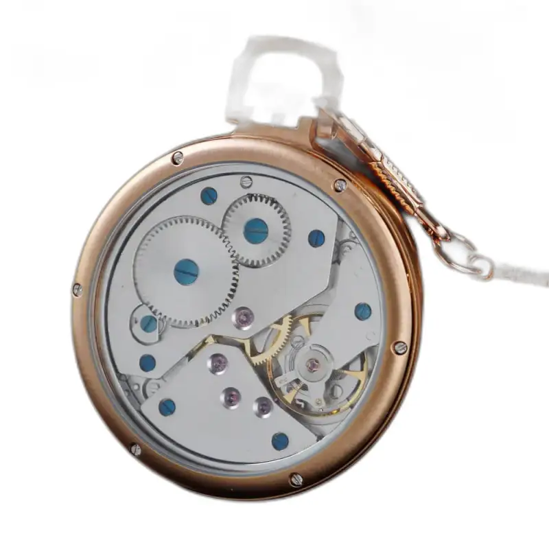 Montre à gousset élégant Mirror Or mécanique avec mécanisme exposé