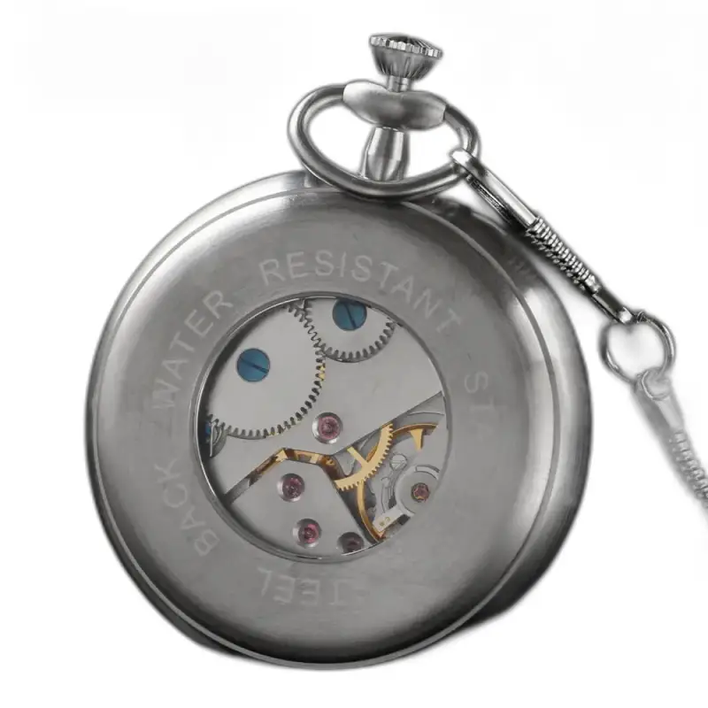 Elegante orologio da tasca meccanico Mirror Gold con meccanismo a vista e design elegante