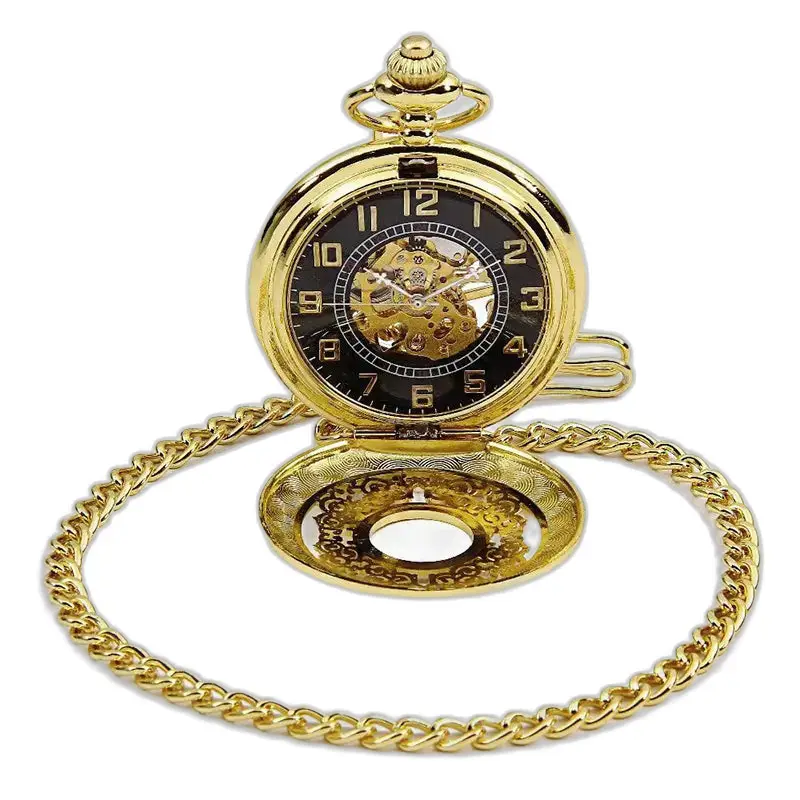 Elegante orologio da tasca da donna in oro con movimento meccanico ed elegante carica manuale