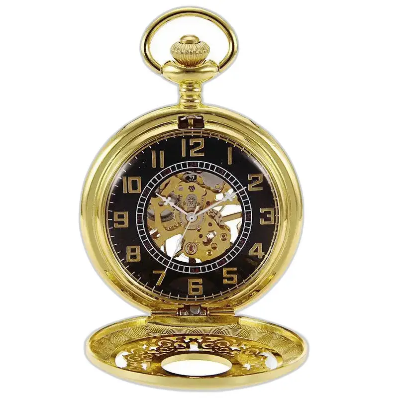 Elegante orologio da tasca da donna in oro con movimento meccanico ed elegante carica manuale