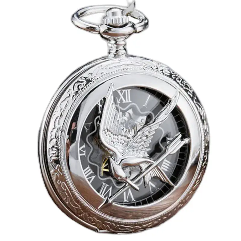 Orologio da tasca Mockingjay in argento ispirato agli Hunger Games in argento