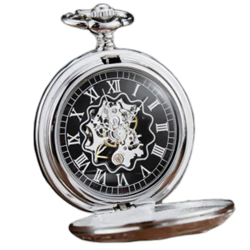 Orologio da tasca in argento Il Canto della Rivolta con ingranaggi visibili ispirato a The Hunger Games