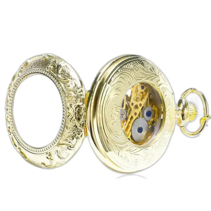 Orologio da tasca Golden Charm Luxe con meccanismo a vista in oro decorato