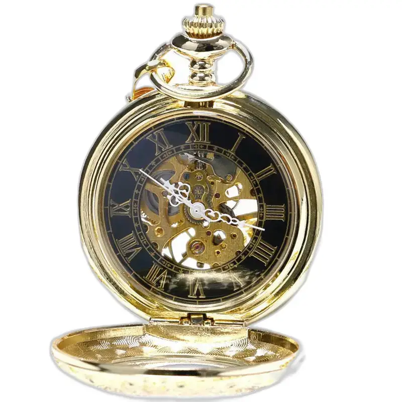 Golden Charm Orologio da tasca di lusso per uomo e donna, elegante orologio dorato
