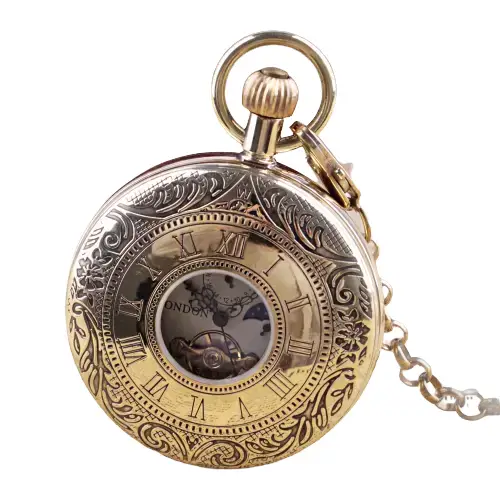 Orologio da tasca da uomo di lusso con numeri romani ed elegante movimento meccanico