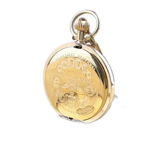 Orologio da tasca da uomo in oro con numeri romani ed elegante movimento meccanico