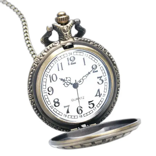 Orologio da tasca vintage con leone dorato ispirato al Trono di Spade con catena