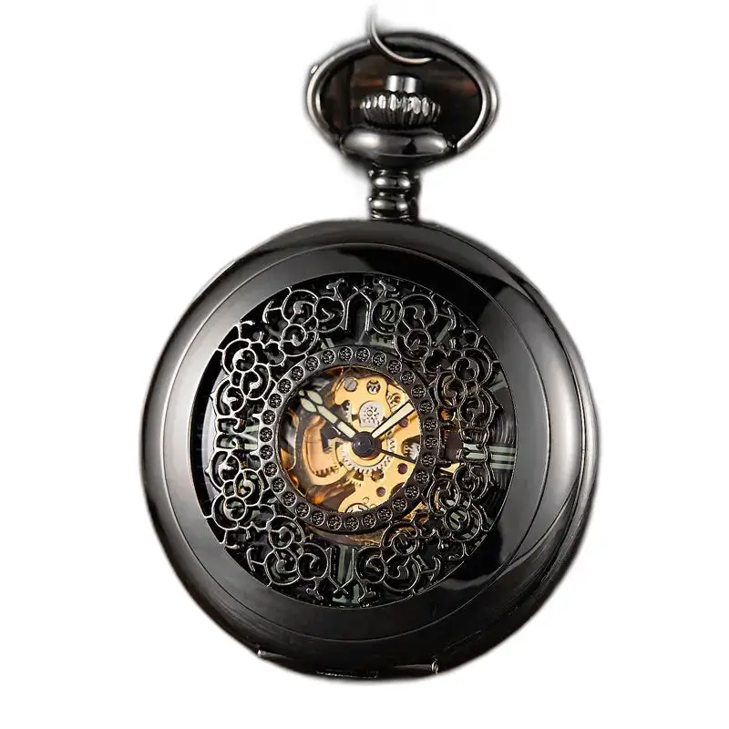 Montre à Gousset Lumineuse Evil Flower avec un élégant cadran noir orné